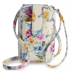 NWT Women's Jacqui RFID-Blocking Wallet on a String Crossbody - ROSE BOUQUETS
